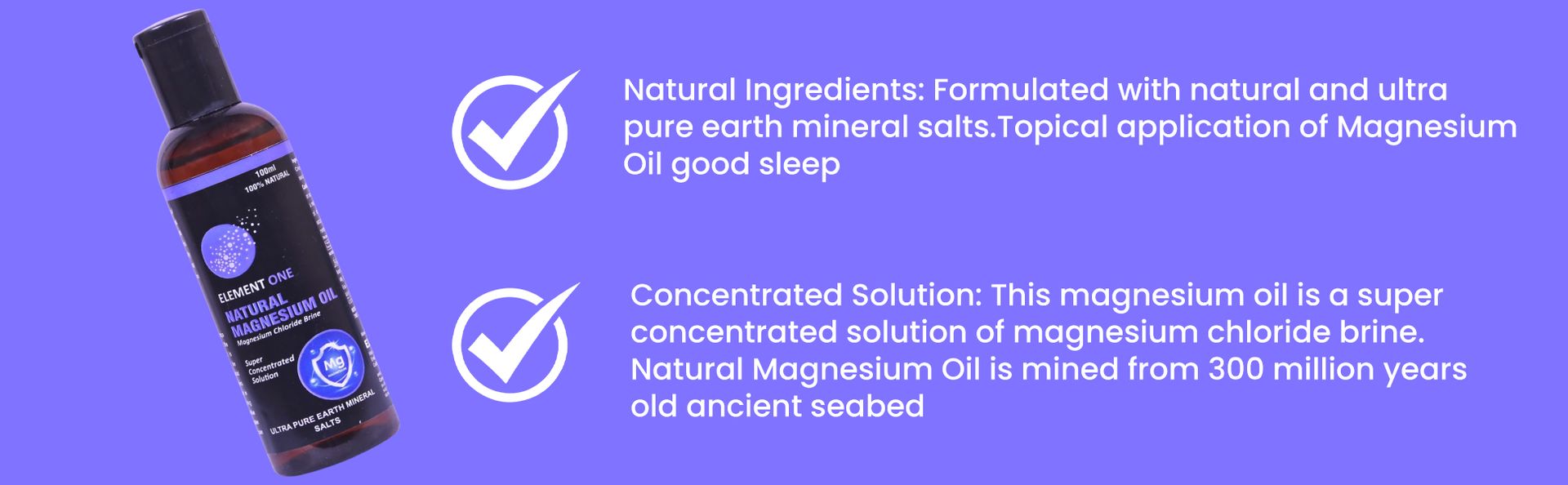 Natural Magnesium Oil, Super Concentrated Solution Magnesium Chloride Supplement for Muscle | Deep Sleep, Leg Cramps, Fitness | Application for Healthy Skin 100ml, Pack of 1