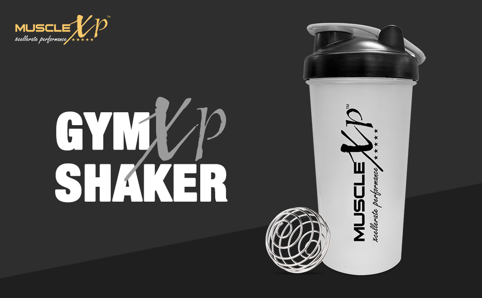 MuscleXP Gym Shaker, Perfect For Gym | BPA-Free, For BCAA, Protein Mixer & Whisk Ball, 600ml