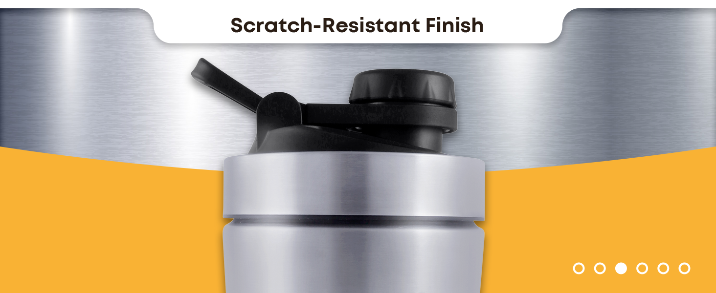 Apexx Protein Shaker Bottle – Steel Shaker for Gym with Silent Mixing, Leakproof Twist Cap, BPA-Free, No Smell, with Carry Handle - Silver 750ML