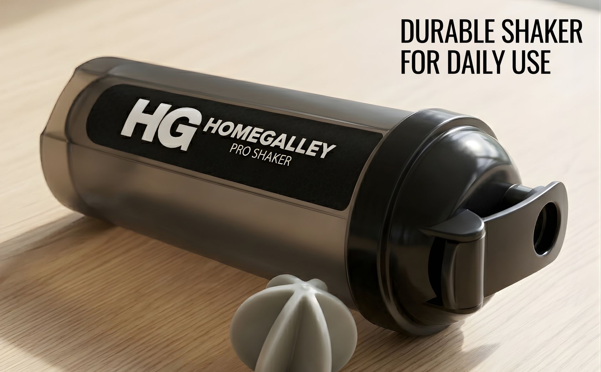 Pro Shaker Bottle with Blender Ball, Leakproof BPA Free Protein Mixer for Gym & Pre/Post Workout with Flip Top Lid, Black 500ml