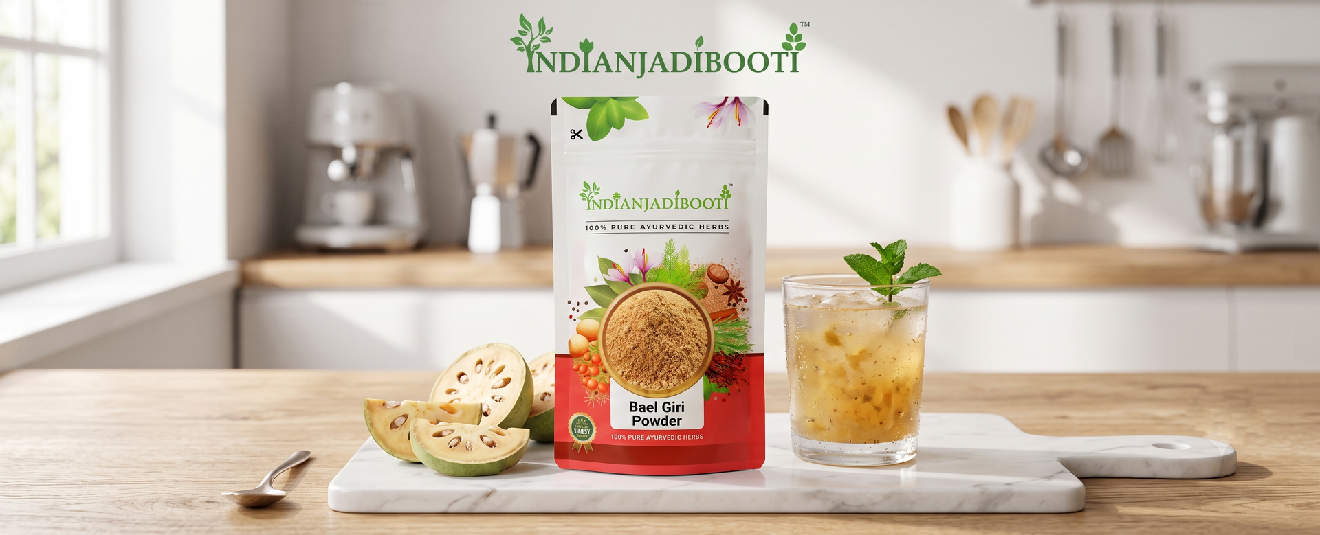 IndianJadiBooti Bael Pulp Powder | Stone Apple (Aegle Marmelos) | Natural Gut Cooler & Digestion Regulator | Ideal for Summer Sharbat, IBS & Stomach Acid | Wood Apple Fruit | 900g Pack of 3 (Total 2700g)