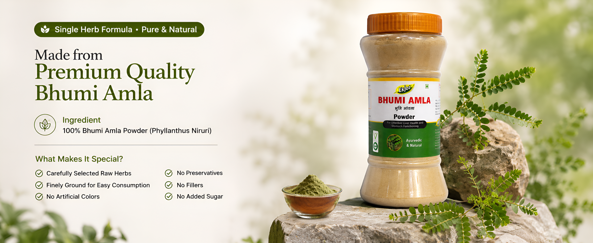 Bhumi Amla Powder/Churn - Organic And Pure Ingredient Extract For Healthy Liver Functioning And Digestive Strength | Enriched With Essential Nutrients | 200gm