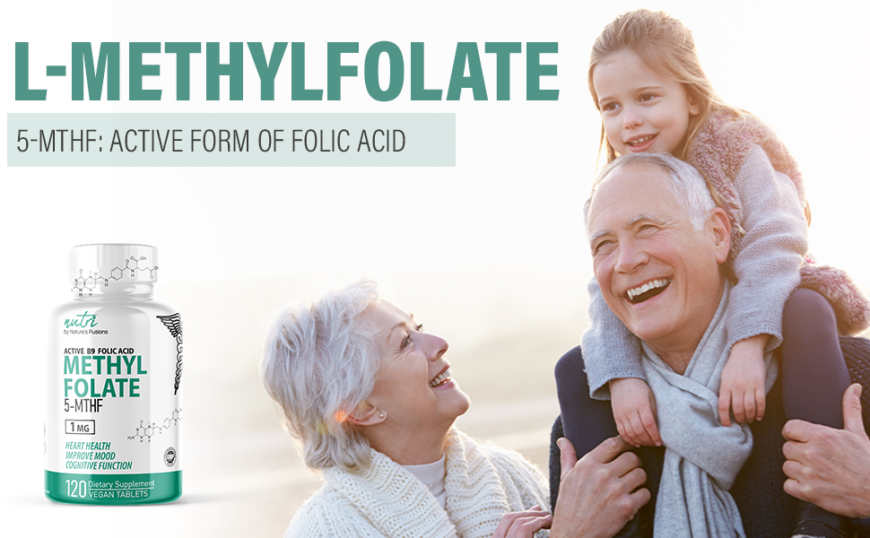 Nutri 5-MTHF L-Methylfolate 1mg, Methylated Folate Supplement - 120 Tablets