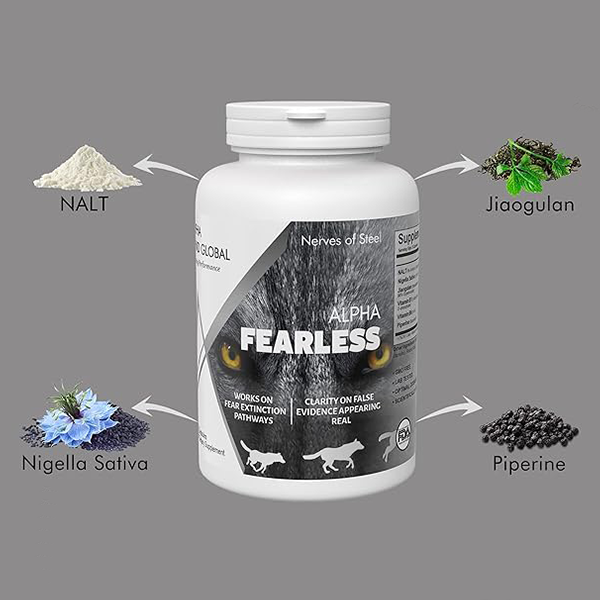 Alpha Fearless Capsule | Made with NALT, N-Acetyl-L-Tyrosine, Nigella Sativa, Kalonji extract, Jiaogulan extract, Gynostemma Pentaphyllum | Helps to Reduce Anxiety & Filter out imagined fears from real | 60 Cap.