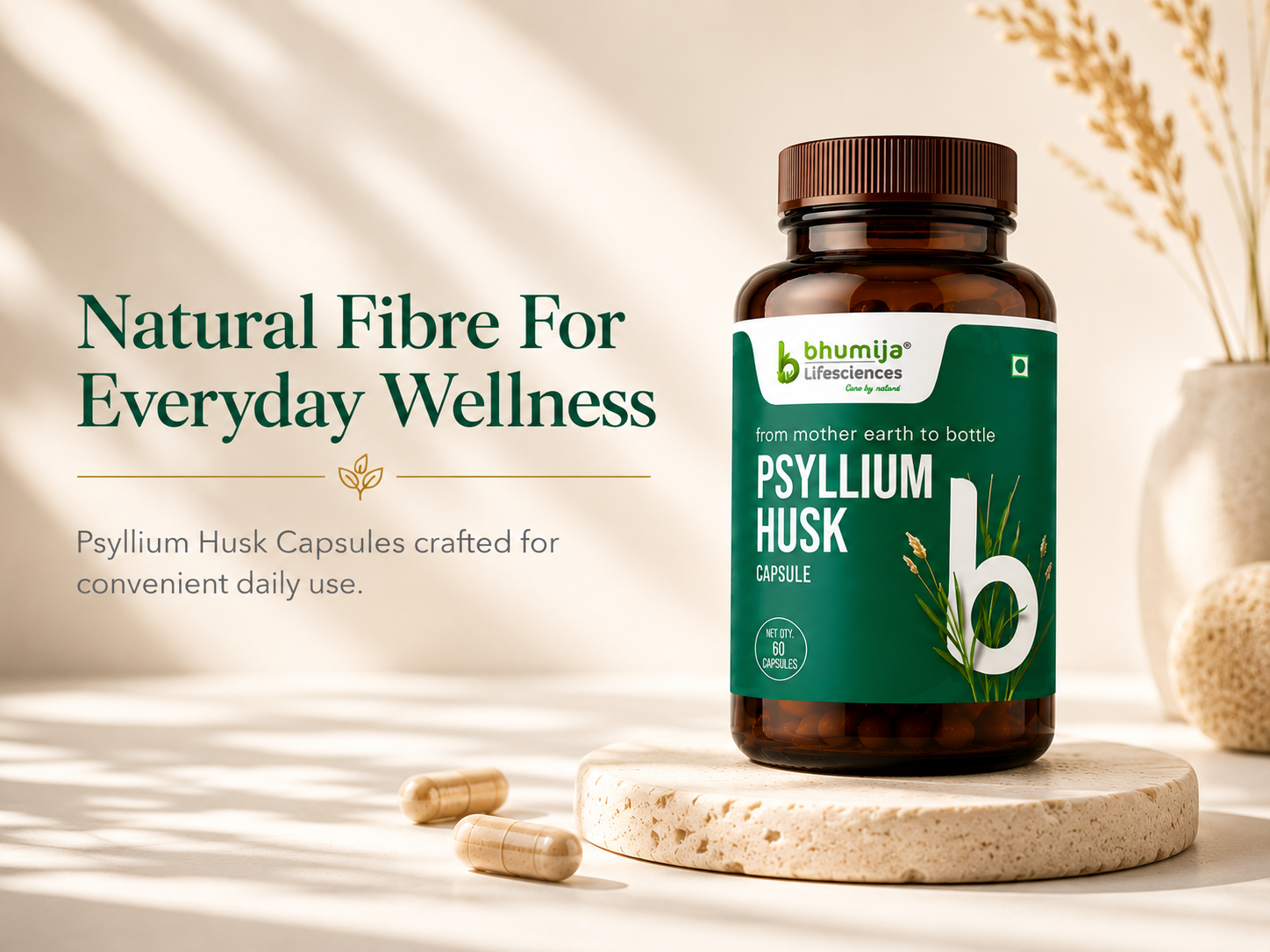 Bhumija Lifesciences Isabgol Psyllium Husk Natural Fiber 60 caps