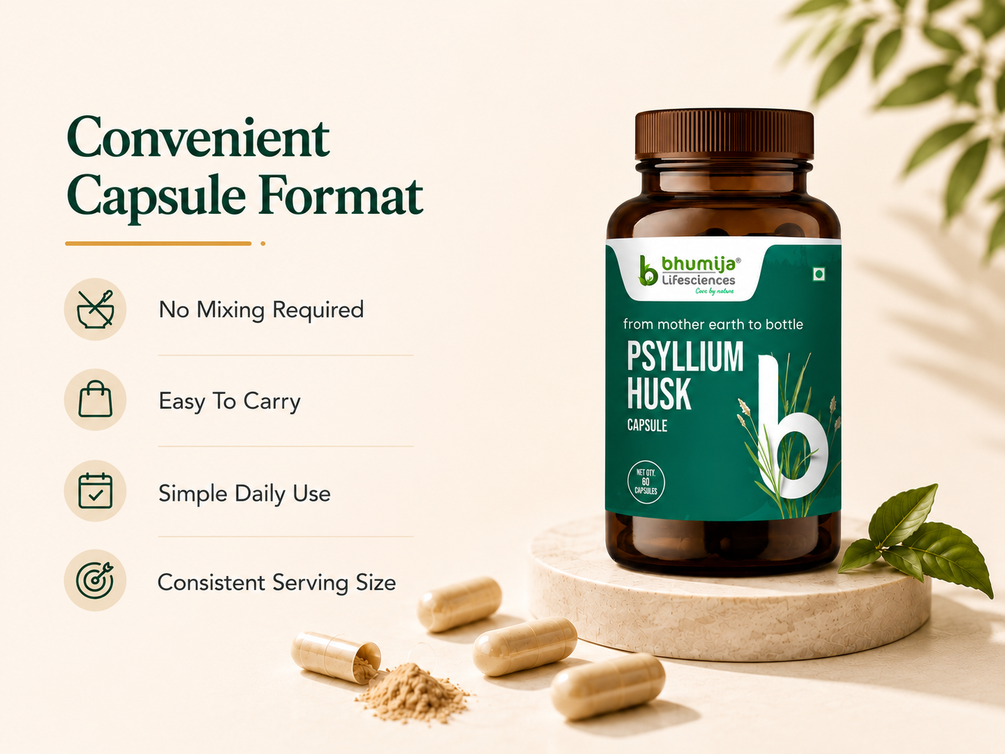 Bhumija Lifesciences Isabgol Psyllium Husk Natural Fiber 60 caps