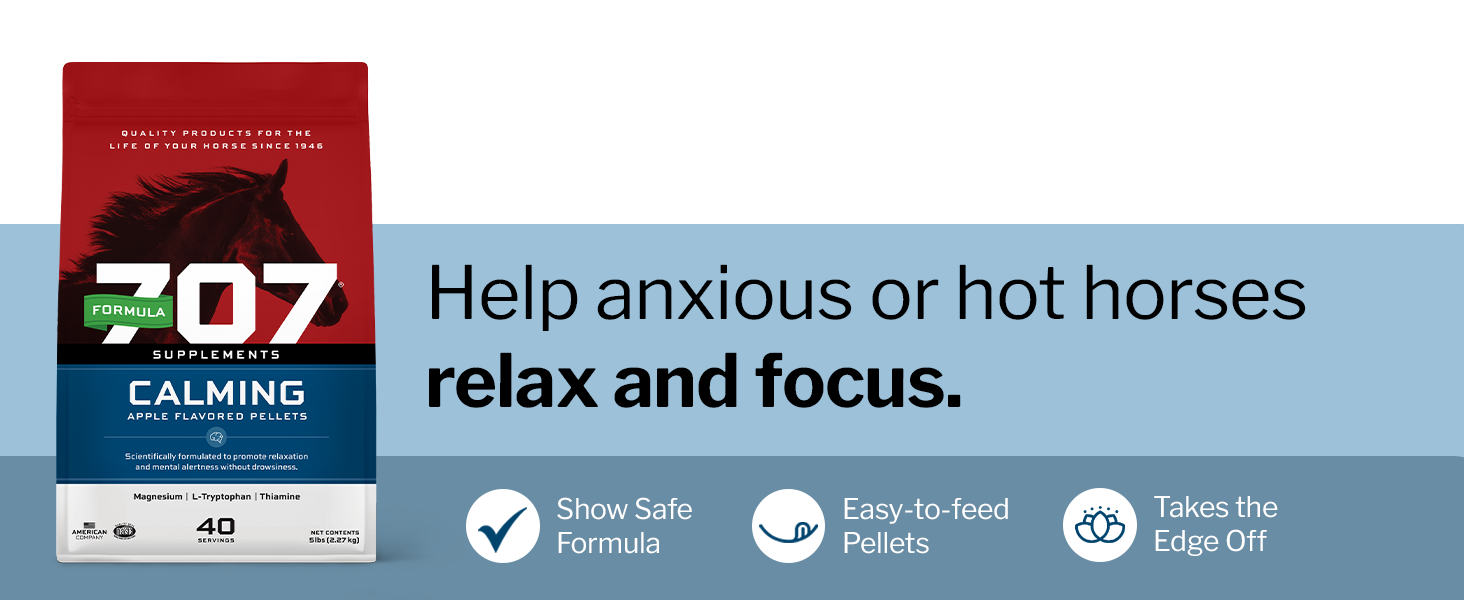 Formula 707 Calming Supplement for Horses, 10 lb, 80 Servings – Focus Aid