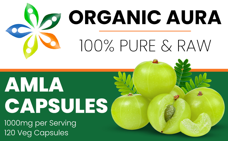 AMLA Capsules. 1000mg per Serving, 120 Veg Capsules. Raw Green Whole Superfood. All Natural, Fresh and Original. No GMO and Gluten Free.