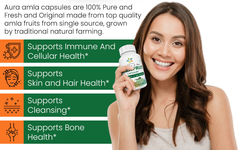 AMLA Capsules. 1000mg per Serving, 120 Veg Capsules. Raw Green Whole Superfood. All Natural, Fresh and Original. No GMO and Gluten Free.