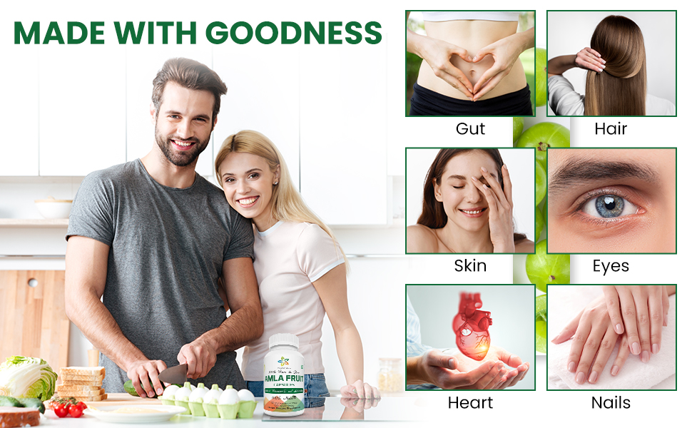 AMLA Capsules. 1000mg per Serving, 120 Veg Capsules. Raw Green Whole Superfood. All Natural, Fresh and Original. No GMO and Gluten Free.