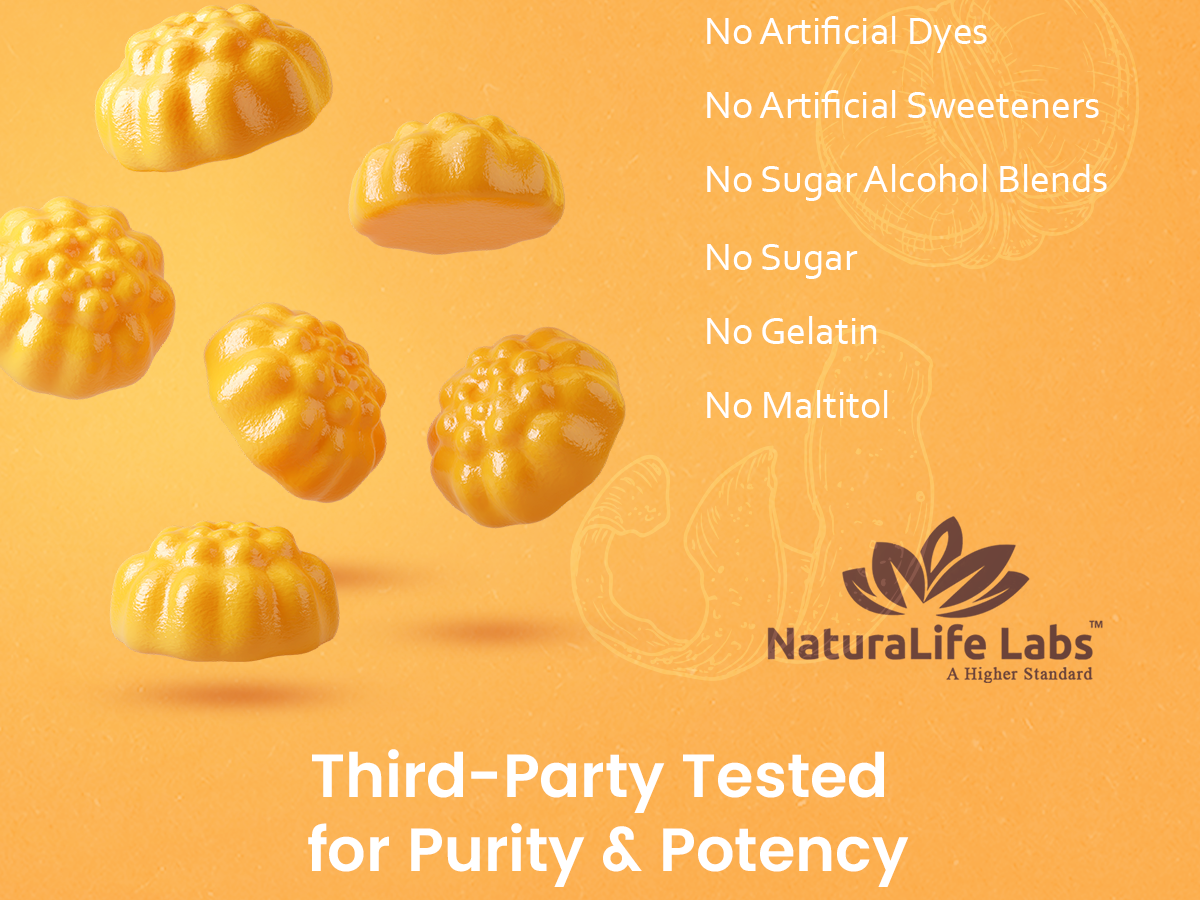 NaturaLife Labs Creatine Monohydrate Gummies - 5g per Serving - Tangerine Flavor - 120 Gummies - Gluten-Free, Non-GMO, Vegan, Sugar Free