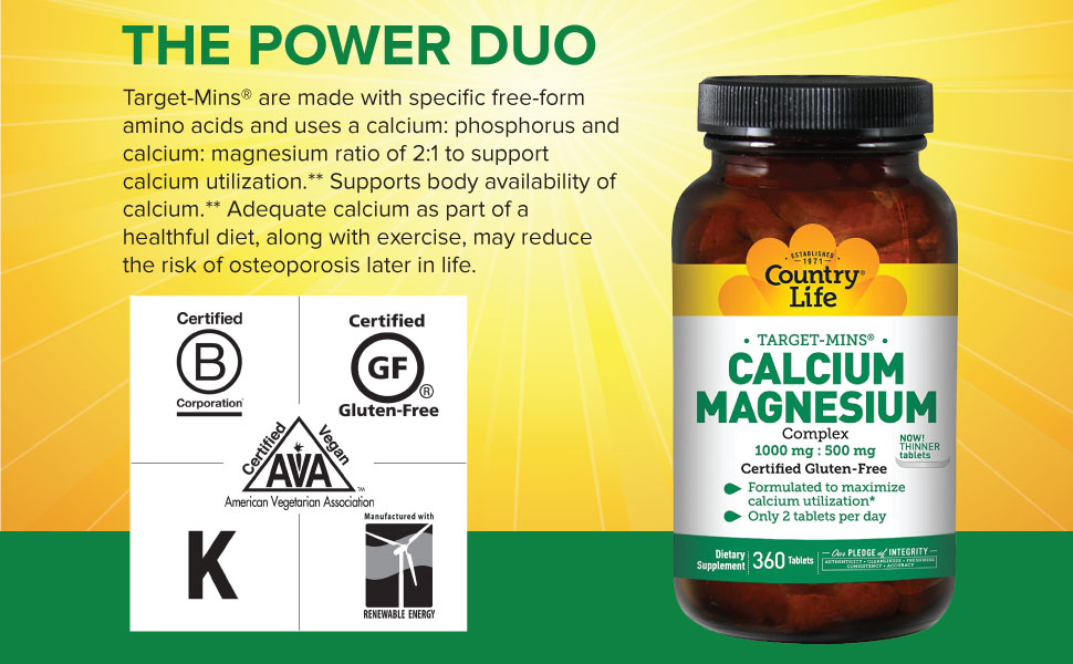 Country Life Target-Mins Calcium Magnesium Complex, 360 Tablets