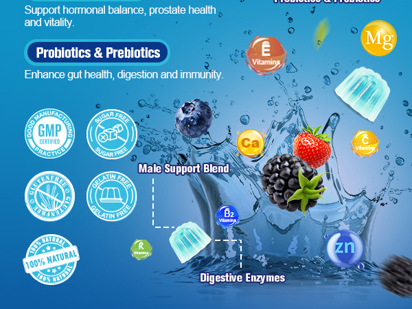 Migcopat Multivitamin for Men, Mens Multivitamins Gummies w/Omega-3, Probiotics, Inositol, Folate, Biotin, Zinc, Vitamins A, C, D, E, B, Support Heart, Brain, Muscle, Energy, Sugar-Free, Berry Flavor