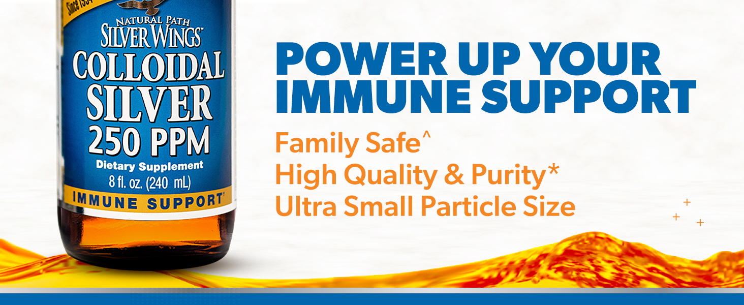 Natural Path Silver Wings Colloidal Silver Liquid - Enhanced Immune Support Supplement - 250ppm (1250mcg) - 8 fl oz