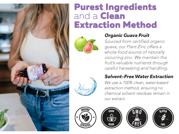 Organic Zinc 25 mg | Whole Food zinc Supplements | Derived from Organic Fruit, Elemental Zinc - Water Extracted, Vegan, GMO-Free - Essential Mineral, Antioxidant, Immune Support, Skin - 60 Servings