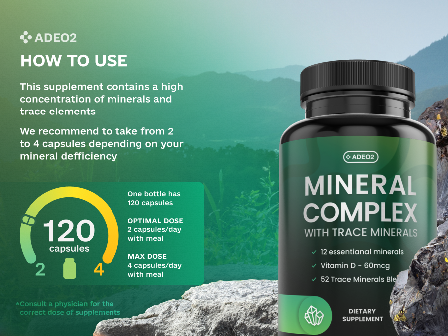 Premium Blend of 52 Trace Minerals Complex with Essential Minerals in Chelated Form – All Natural and 100% Organic - 120 Capsules - Full Spectrum Ionic Mineral Blend - Safe for Women and Men