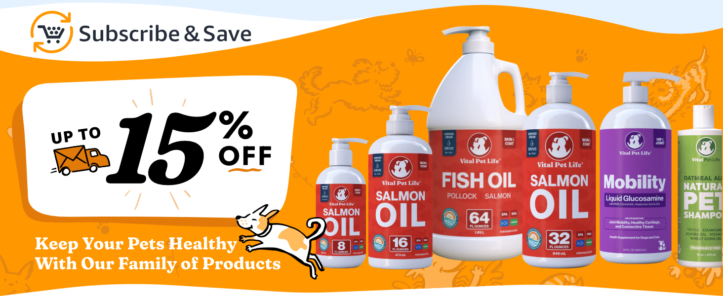 Salmon Oil for Dogs & Cats, Healthy Skin & Coat, Liquid Fish Omega 3, 32 oz