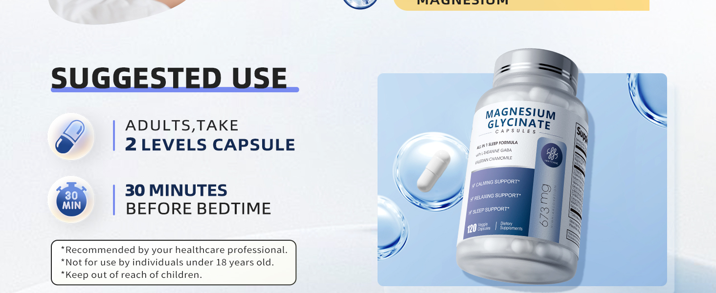iMATCHME Magnesium Glycinate 155mg with L-Theanine, Chamomile & GABA 120 ct