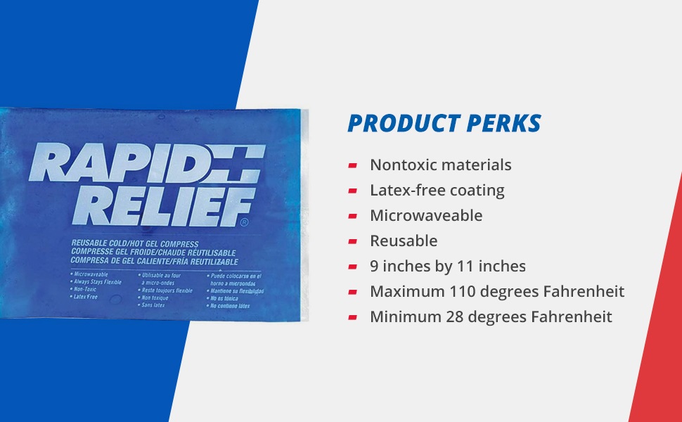 Rapid Relief Gel Ice Pack, Reusable Cold Pain Relief, Large 9x11 Inch 1 Ct