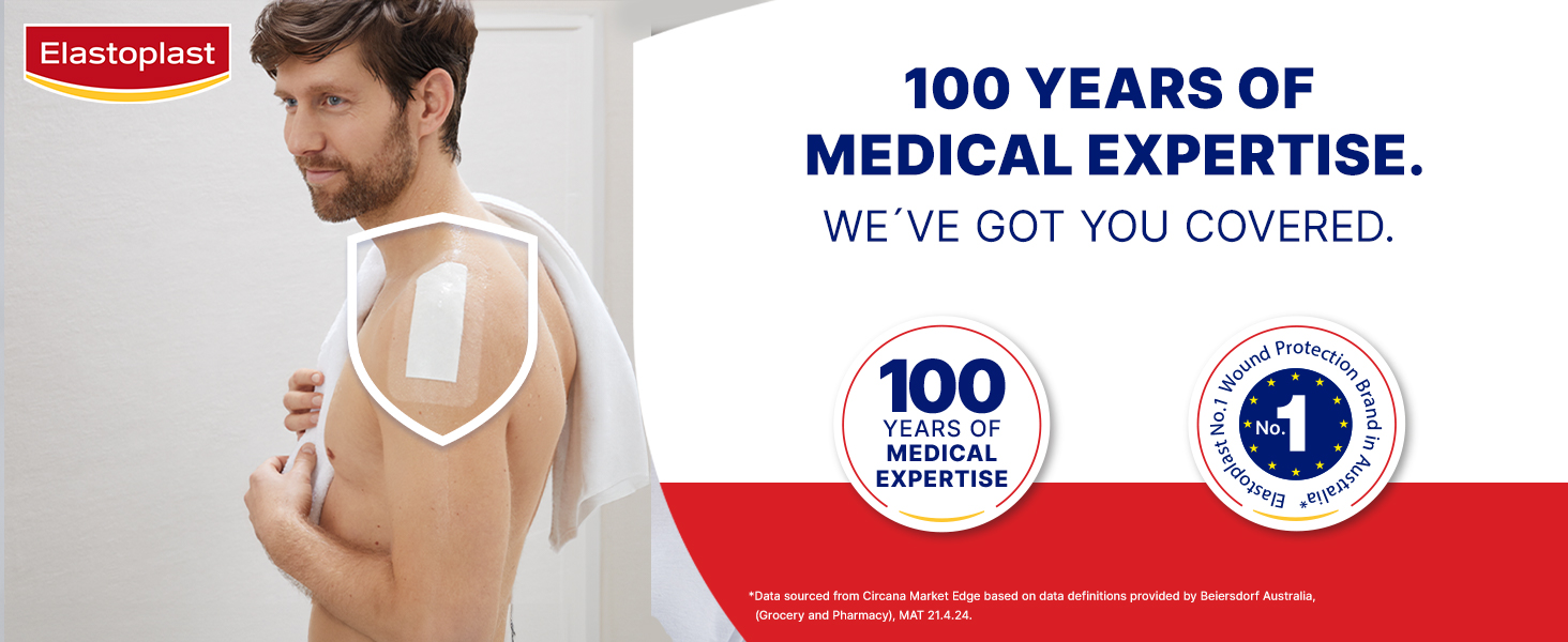 Elastoplast Waterproof XL Wound Dressings 6 x 7 cm (10 Pack) | Bacteria Shield to Defend Against Dirt & Infection | Ideal for Outdoor Activities | Transparent Plaster | Strong Adhesive Power