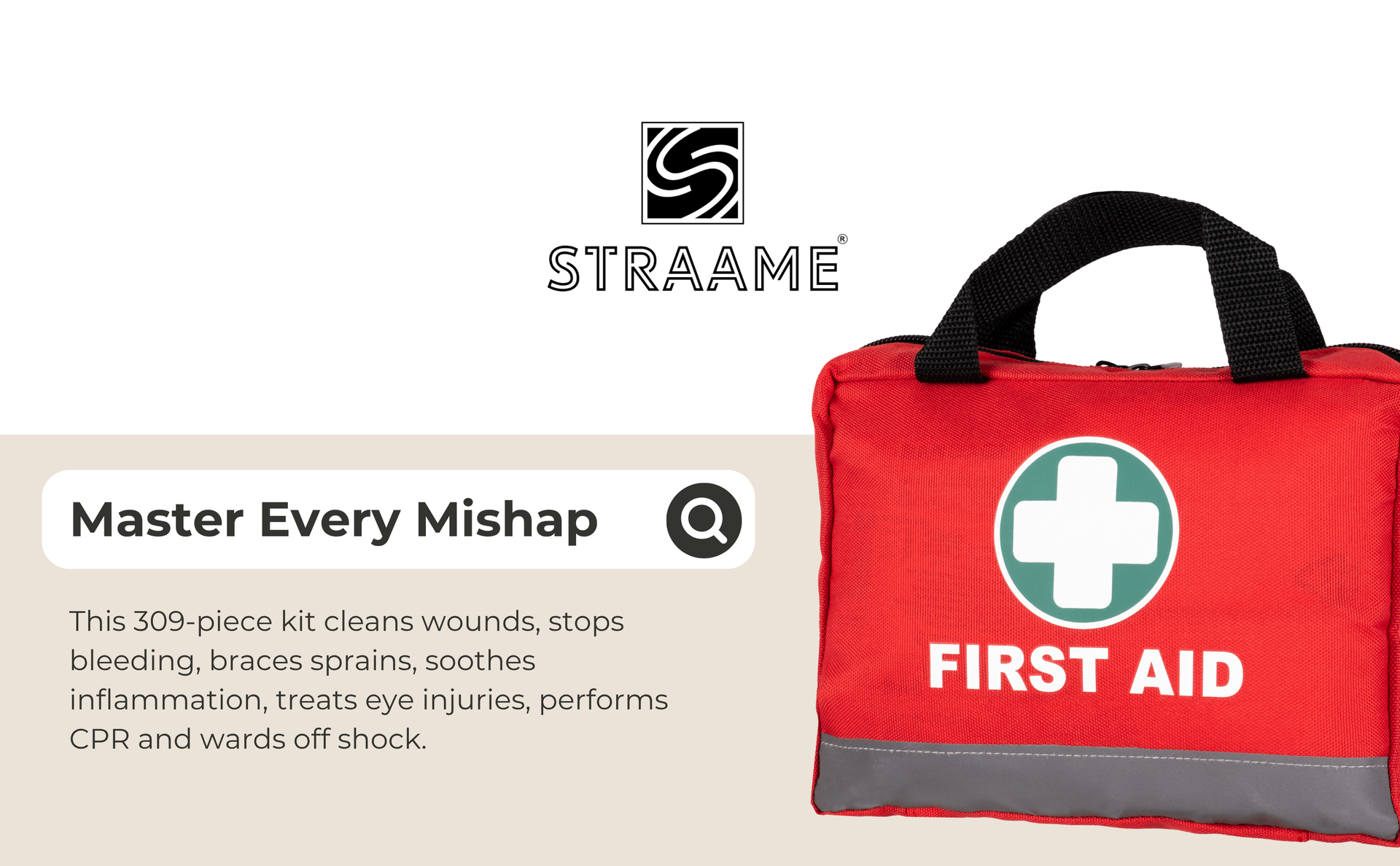 Straame 309-Piece First Aid Kit – Comprehensive Medical Emergency Set for Home, Travel, and Workplace – Compact and Portable First Aid Box