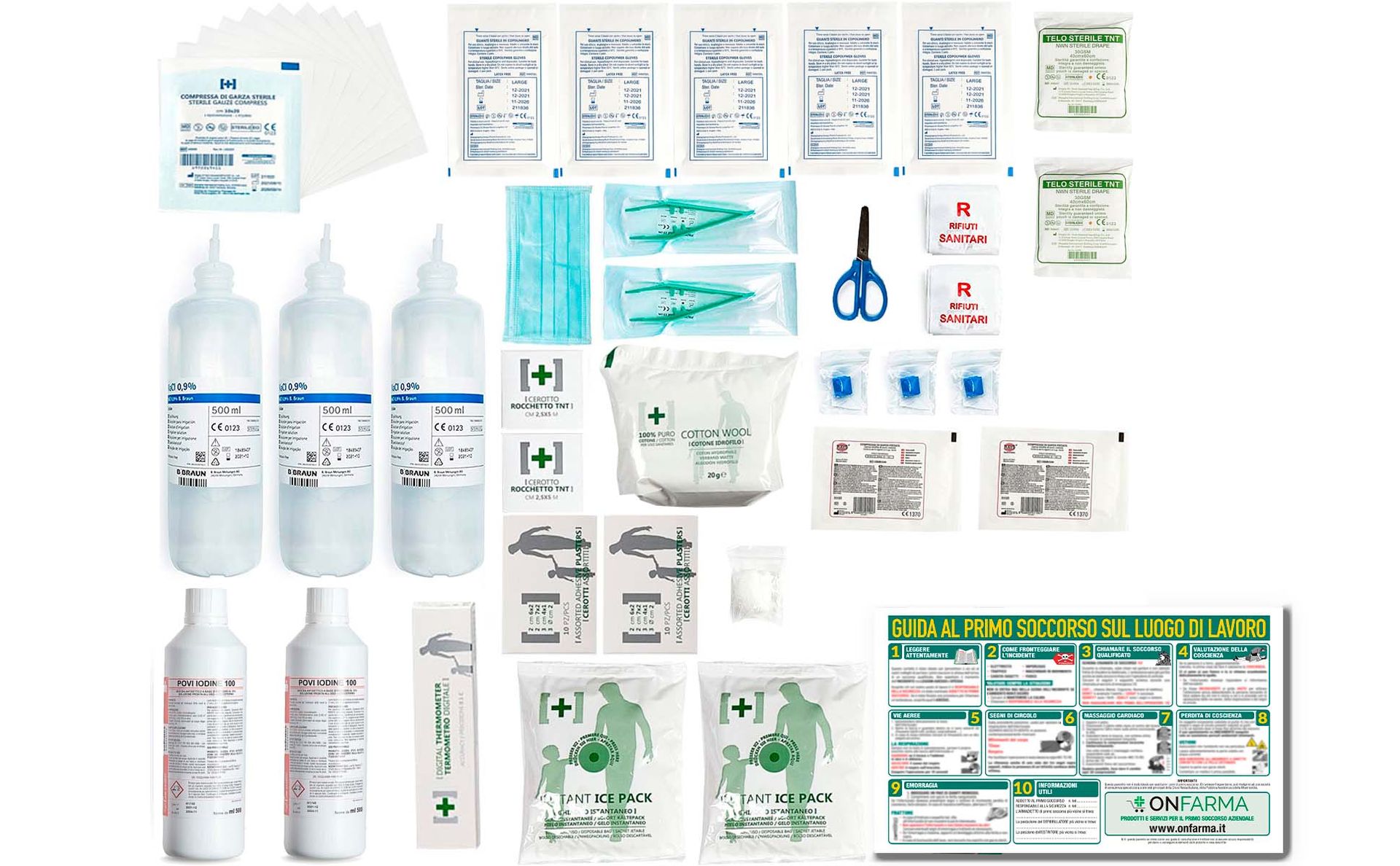 First Aid Box Replenishment Kit Complete with First Aid Sign Replacement for Medical Cassette Dressing Pack Without Pressure Gauge for 3 or More Workers D.M. 388 to 1