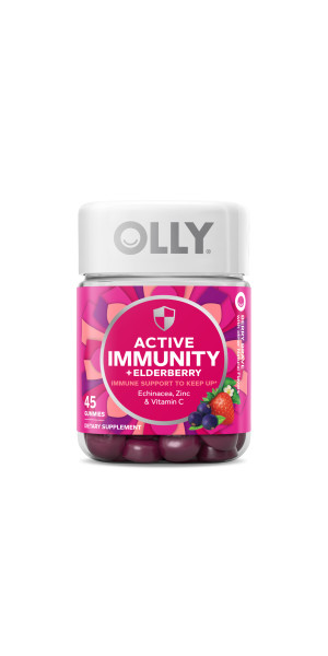 Olly Gummy Active Immunity+Elderberry, 45 Gummies (1 Pack), Berry Flavor