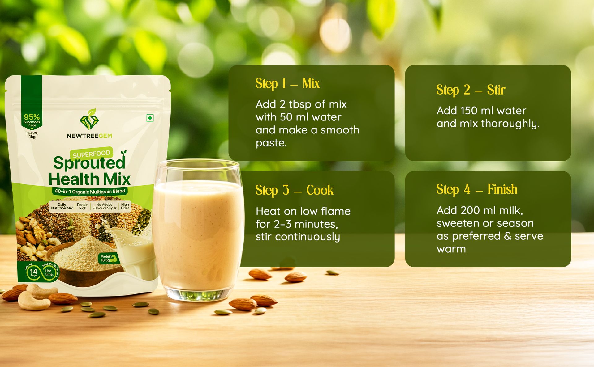 Superfood Health Mix | 40 Natural Ingredients | 18.5g Plant Protein | High Fiber | Low GI | No Added Sugar | Family Nutrition Drink Mix for Energy, Wellness & Daily Health (large)