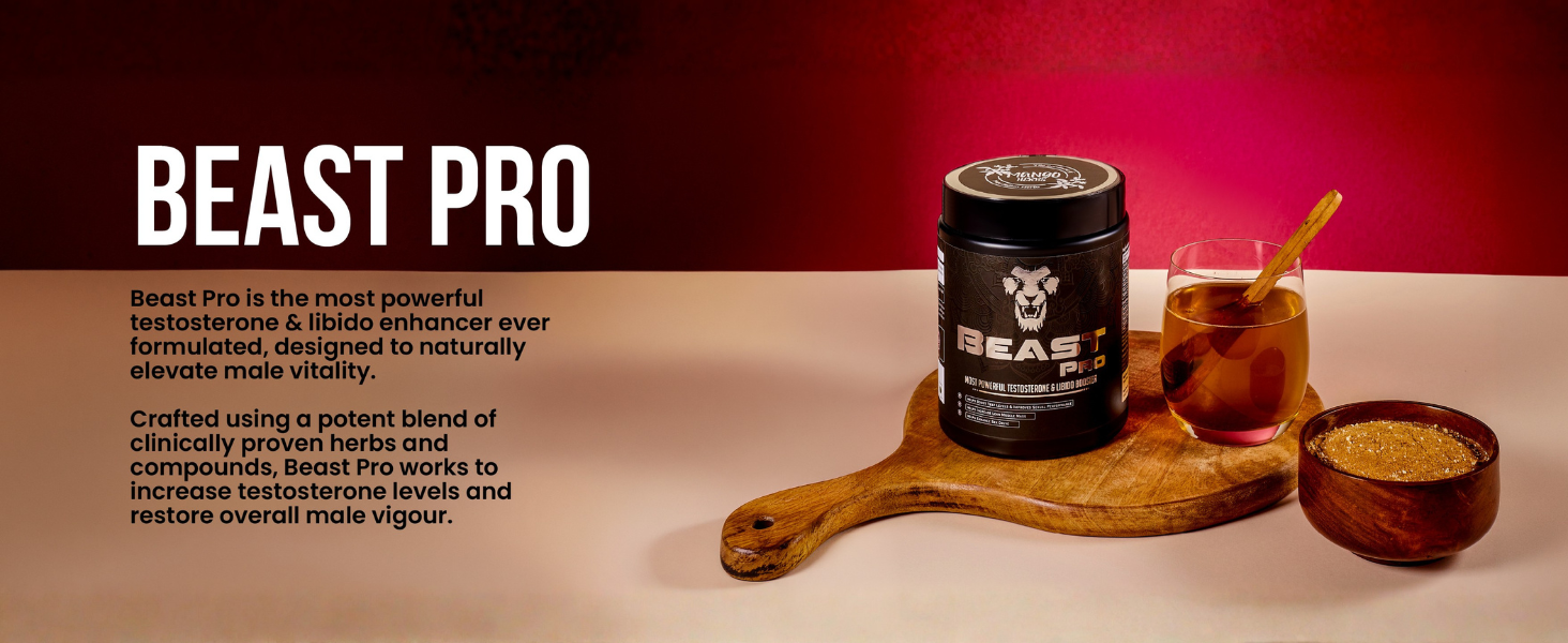 Beast Pro | Testosterone & Vitality Booster for Men | 20 Herbs & Compounds | Libido, Strength & Stamina Support | 150g