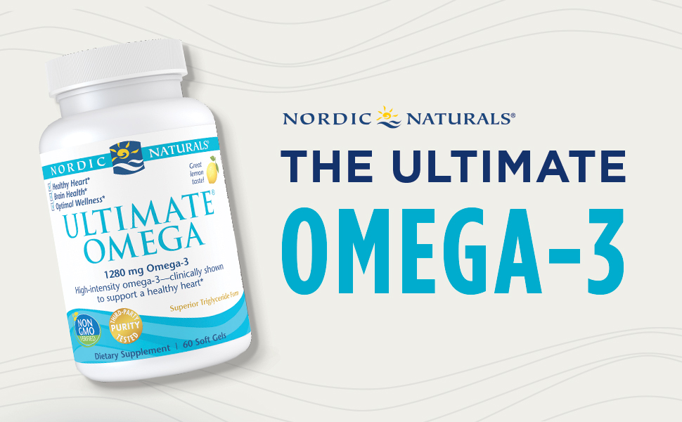 Nordic Naturals Ultimate Omega 3 Fish Oil In Fish Gelatin | 1280Mg EPA & DHA Supplement | Omega 3 Supplement For Pescatarian & Restricted Diets | 60 Fish Oil Lemon Flavour Softgel