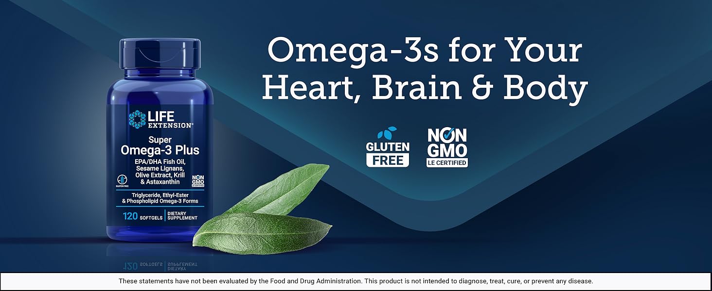 Life Extension Super Omega-3 Plus EPA/DHA Fish Oil, Sesame Lignans, Olive Extract, Krill & Astaxanthin - Heart, Brain & Joint Health Support - Gluten-Free, Non-GMO - 120 Softgels
