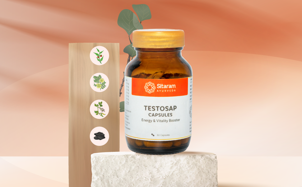 Sitaram Ayurveda Testosap Capsules | Ayurvedic Men’s Vitality Formula with Ashwagandha, Gokshura & Kapikacchu | Supports Strength, Stamina, Performance & Active Lifestyle | 60 Nos.
