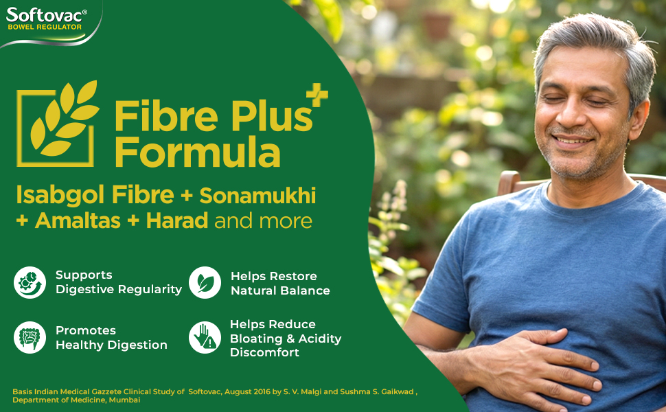 Softovac Isabgol Fiber Plus+ Natural Actives 250g | Psyllium Husk | Complete Relief from Constipation | Gentle on Stomach, Boosts Gut Health - Natural Bowel Regulator for Adults