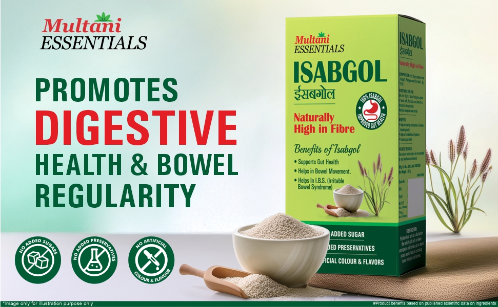 Multani Essentials Isabgol | Psyllium Husk Powder - 100gm (Pack of 2) | For Gut Health And Irritable Bowel Syndrome | Effectively Relieves Constipation | Fibre Supplement For Digestion | Chemical Free | No Added Sugar Or Artificial Flavour