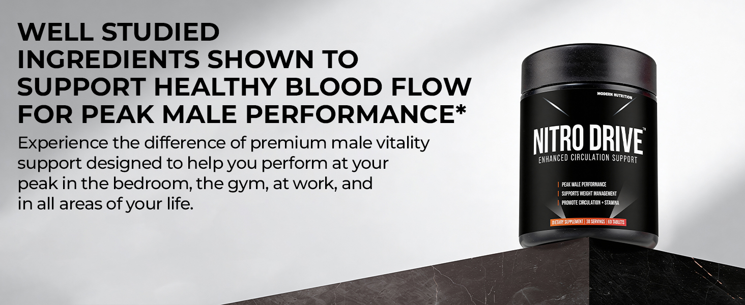 Nitro Drive | Supports Healthy Blood Flow & Natural Immune Support - Male Enhancing Supplement & Nitric Oxide Supplements for Men | Beetroot Extract | Heart Circulation Support | 60 Tabs