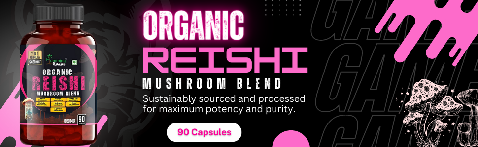 Humming Herbs Reishi Mushroom supplement Reishi, Chaga, Turkey Tail, Maitake, Shiitake, Enoki, and Agaricus| 7in1 Immune Support Formula, 5480mg eqv - 90 cap