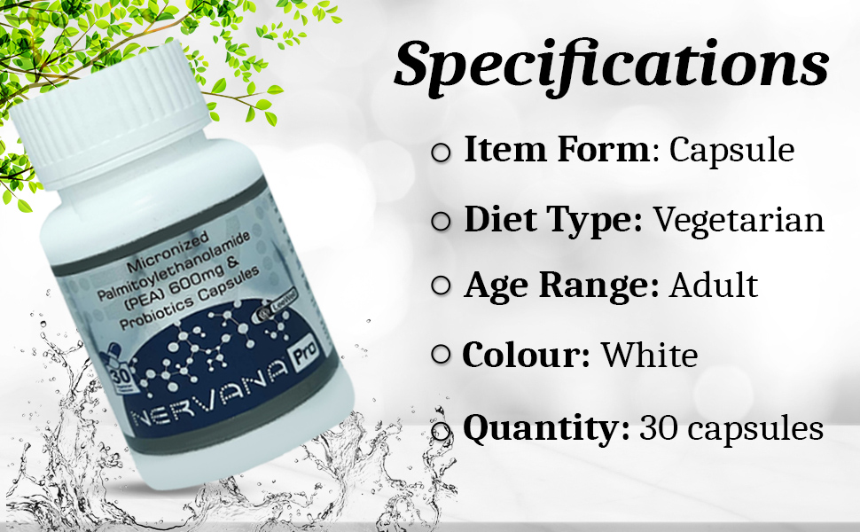 Nervana Pro by LeeWell Micronized Palmitoylethanolamide 600mg (PEA), with Lactobacillus acidophilus, Nerve Pain Relief, Nerve Damage, Nerve Blocks, Nerve irritation- 30 Capsules