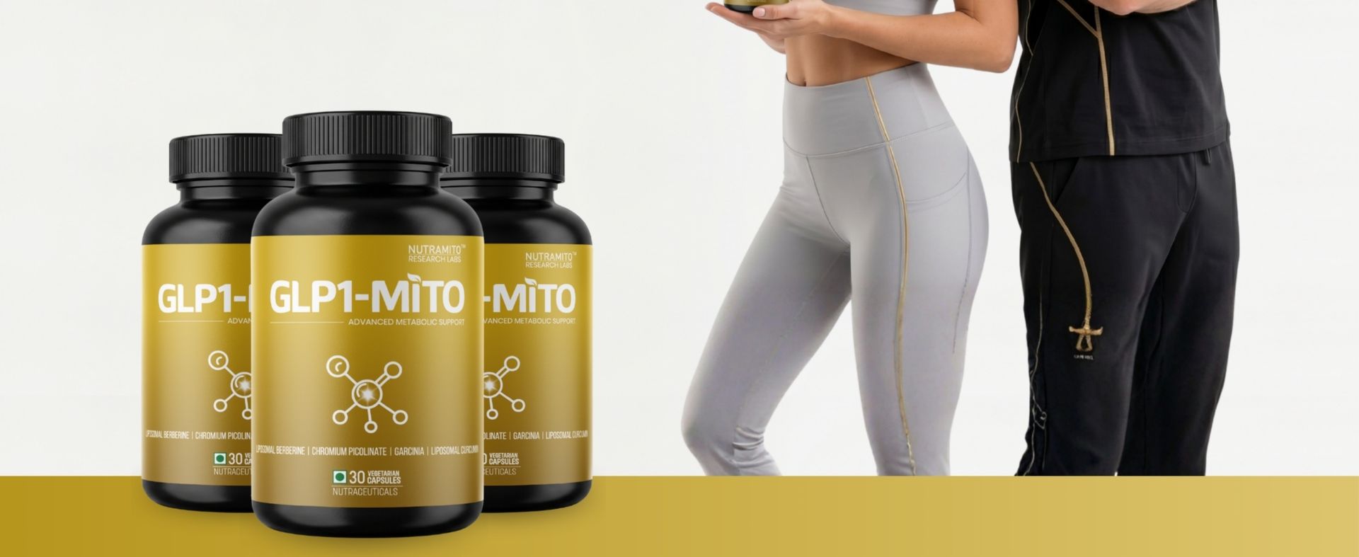 GLP1-MITO | 5-in-1 Weight Management Supplement | Liposomal Berberine, Chromium Picolinate, Garcinia Cambogia & Liposomal Curcumin with Piperine | 30 Veg Caps GLP-1 Supplement