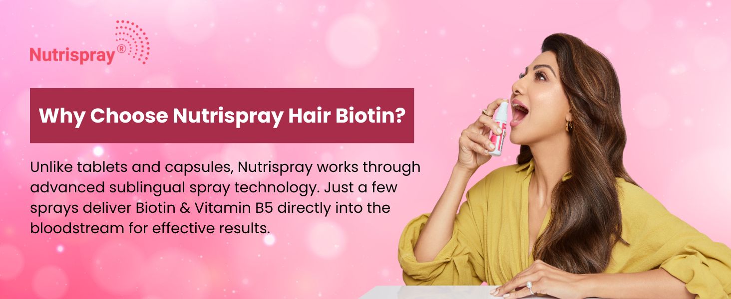 Hair Biotin Oral Spray – 25ml (Pack of 1) | Biotin (B7) + Vitamin B5 | Supports Hair Growth, Stronger Nails & Skin | Fast-Absorbing Sublingual Supplement | Pineapple Flavour