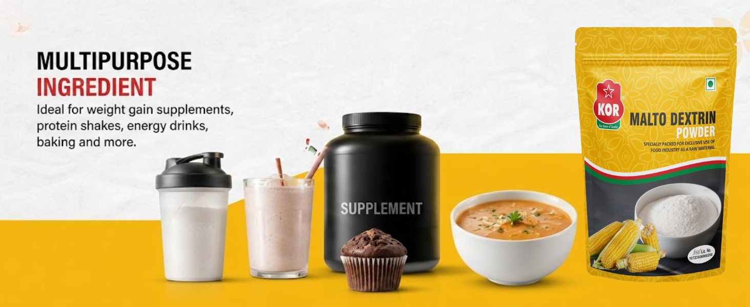 KOR Maltodextrin Powder (800 gm) Pack of 1/Complex Carbohydrate for Workout Shakes/Easy Mixing Thickener for Beverages, Baking & Sports Nutrition/Fast Absorbing Carbohydrate Energy Powder