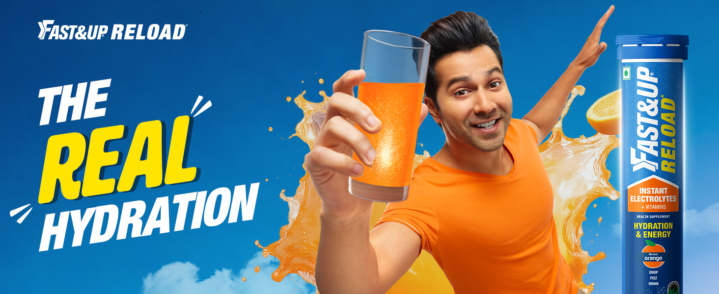 Fast&Up Reload (20 Liters) - (Berry, Aam Panna, Orange, Lime & Lemon)- Low Sugar energy drink for Instant Hydration - Effervescent Tablets with all 5 Essential Electrolytes + Added Vitamins.