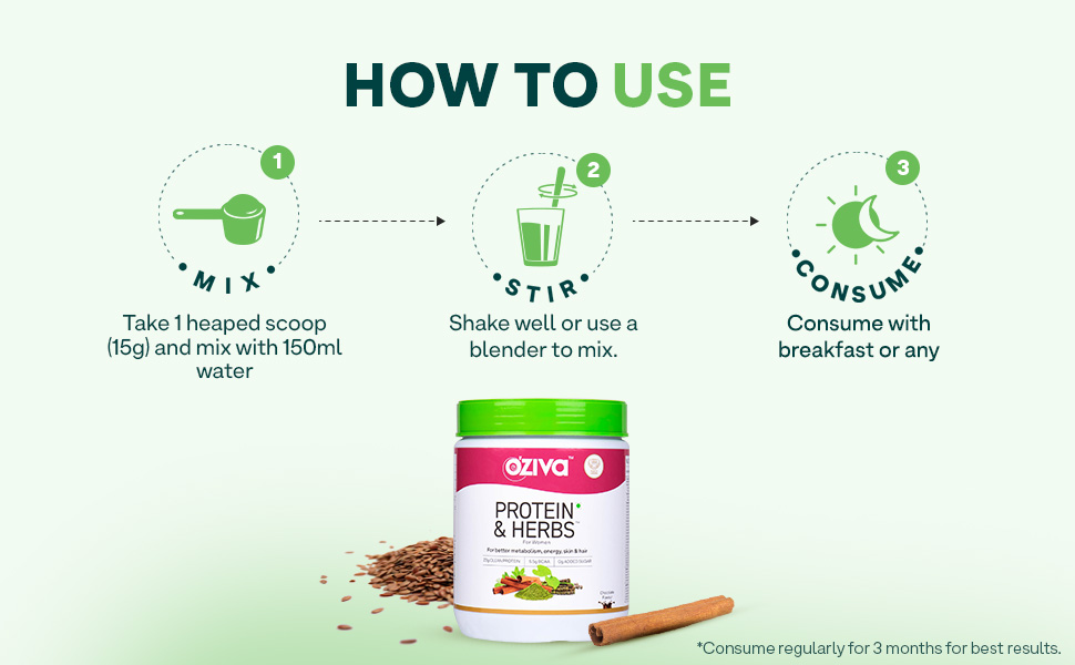 OZiva Protein & Herbs for Women, No Added Sugar, Cafe Mocha, 454g, + Shaker