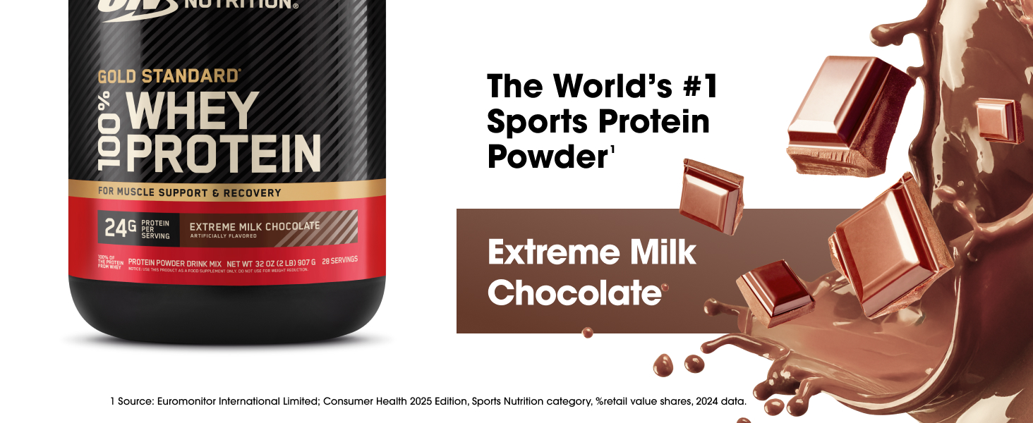 Optimum Nutrition Gold Standard Whey Protein, Extreme Milk Chocolate, 2 LB