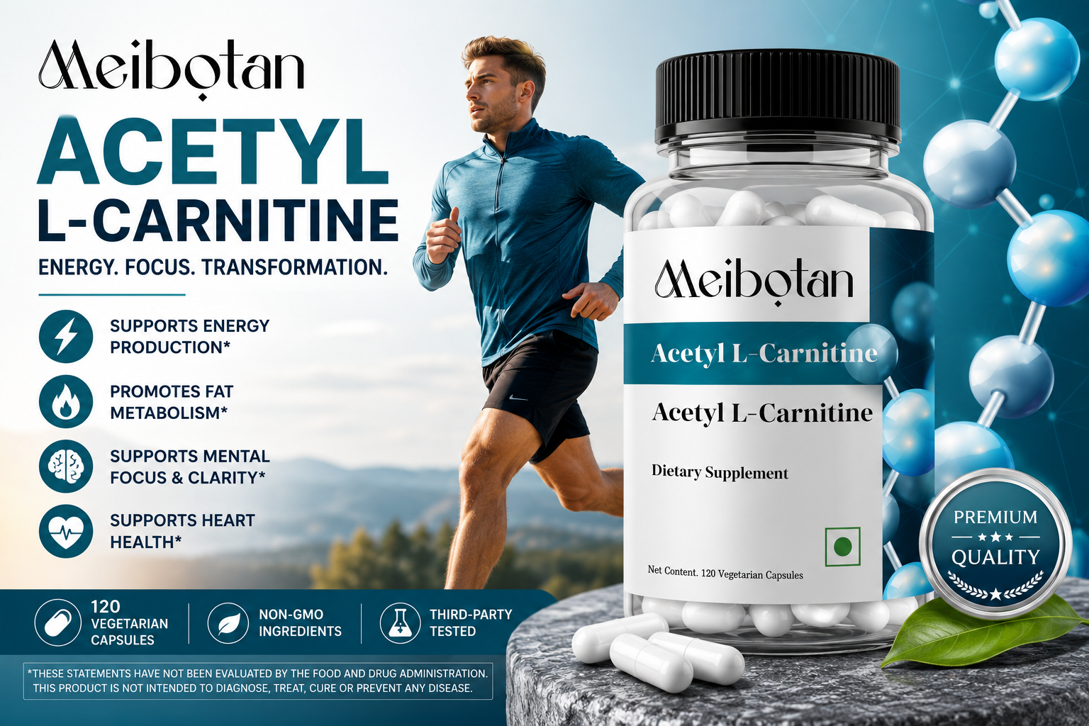 Acetyl L-Carnitine for Both Men & Women - 120 Veg Capsules