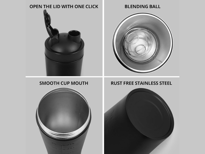 Zyro Premium Stainless Steel Gym Shaker Bottle | 750ML Leak-Proof Protein & Pre-Workout Mixer | Durable Sports Bottle with Steel Mixer Ball | Hot & Cold Compatible