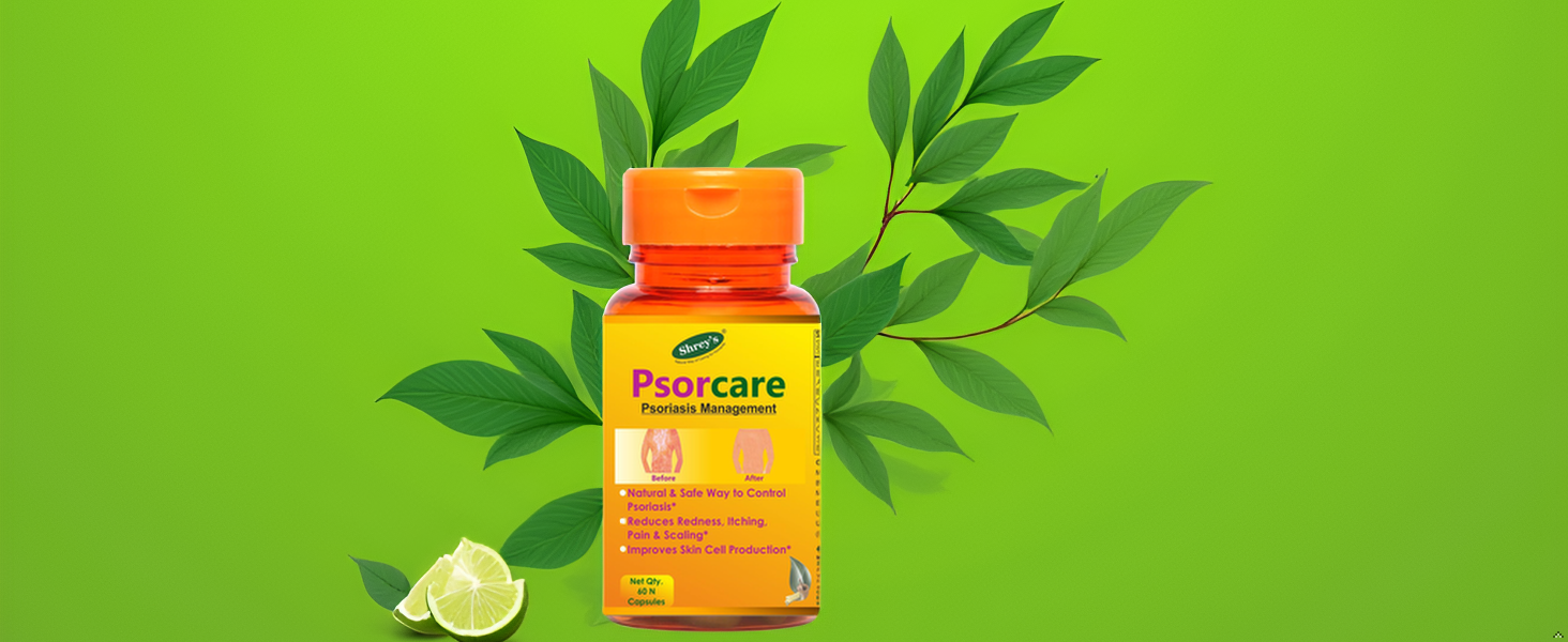 Shrey’s Psorcare Herbal Neem, Bhringraj, Chandan & Moringa 60 Capsules | Ayurvedic Supplement for Psoriasis, Eczema & Skin Detox | Natural Anti-Inflammatory, Cooling & Healing Formula for Clear & Healthy Skin (Pack of1)