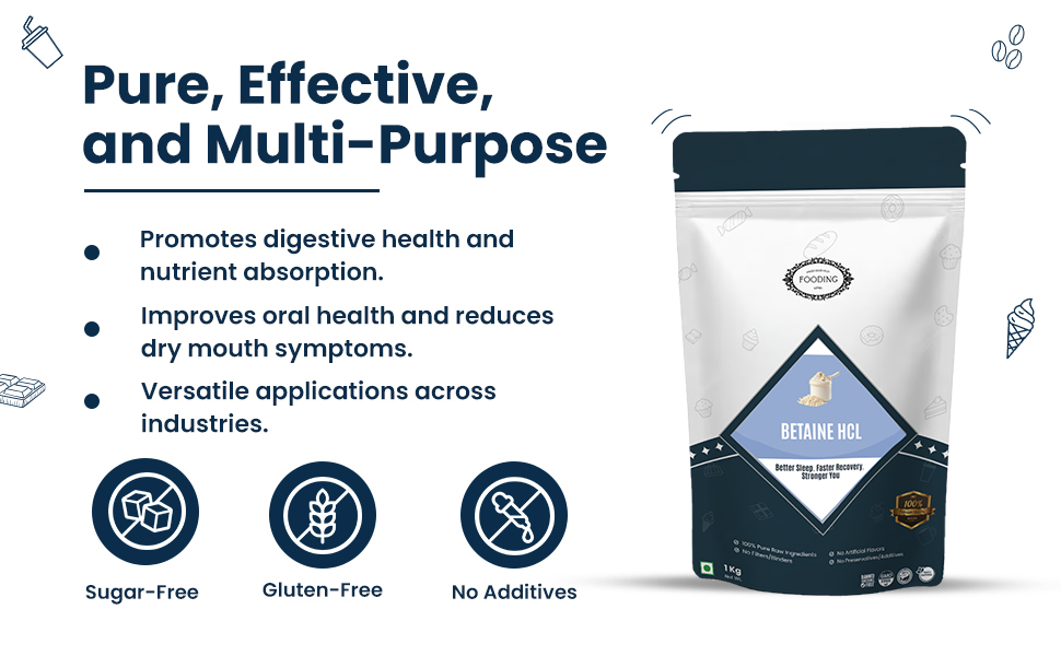 Betaine HCL Powder - 250 Grams | Digestive Support Formula for Better Nutrient Absorption & Stomach Acid Balance | Food Grade High Purity Supplement