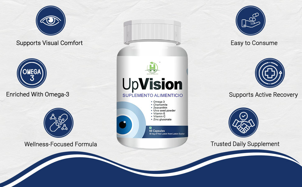 Healthy Nutrition Upvision Eye Care Supplemnt for Eye Health with Omega-3, Vitamin E, Vit A, Vit C, Lutein, Zeaxanthin, Vit B2 Vegetarian 60 Capsules-Pack of 1