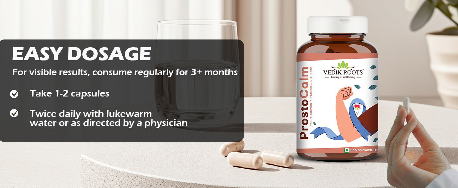 Prostate Support Capsules | Promotes Prostate & Urinary Health | Supports Male Vitality & Hormonal Balance | With Saw Palmetto, Gokshura & Shatavari | 60 Veg Capsules