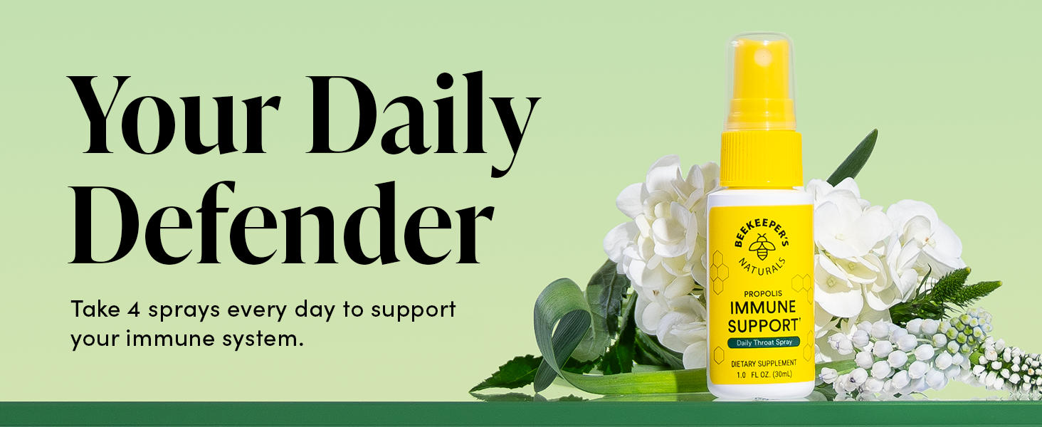 Beekeeper's Naturals Propolis Throat Spray for Daily Immune Support, 1 oz